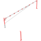 Swing barrier | with bracing tube and | pull rope reinforcement | for casting in concrete, hot-dip galvanized and white coated with red reflecting stripes | Barrier arm length: 6000 mm | with triangular lock